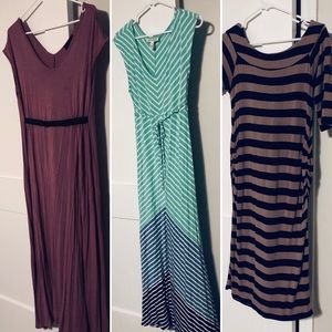 Set of 3 Maternity Dresses (2 maxi , 1 knee)